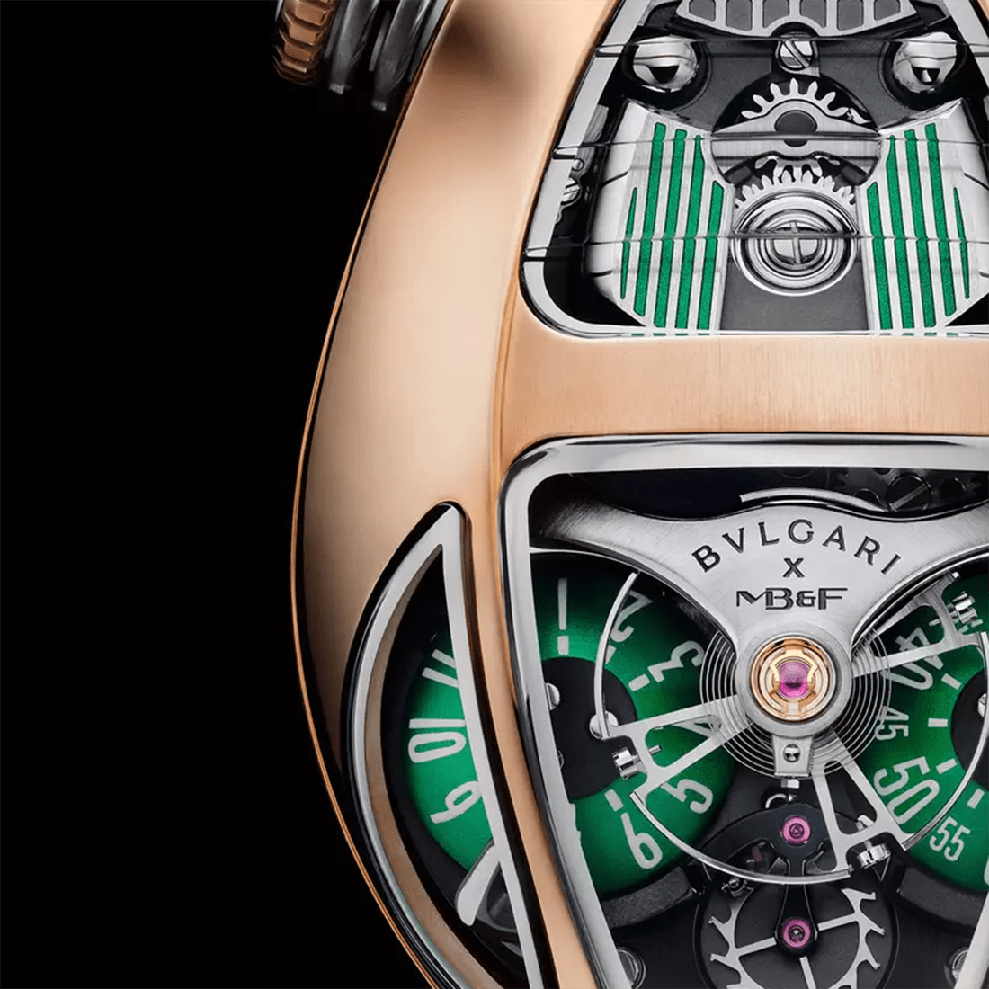 MB&F x Bvlgari Serpenti Limited Edition 18k Rose Gold Green Strap Watch 104057 thumbnail 6