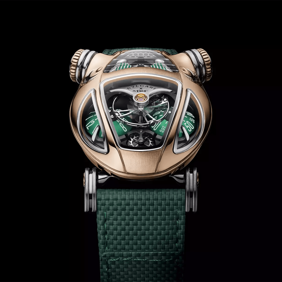 MB&F x Bvlgari Serpenti Limited Edition 18k Rose Gold Green Strap Watch 104057 thumbnail 2
