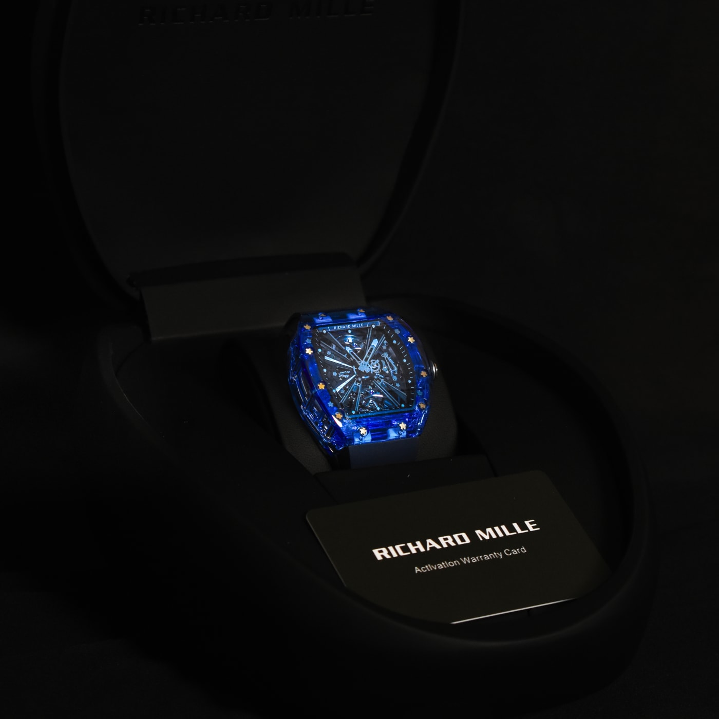 Richard Mille RM 012-01 Sapphire Blue Tourbillion Automatic Titanium Bracelet Transparent Dial Watch thumbnail 2