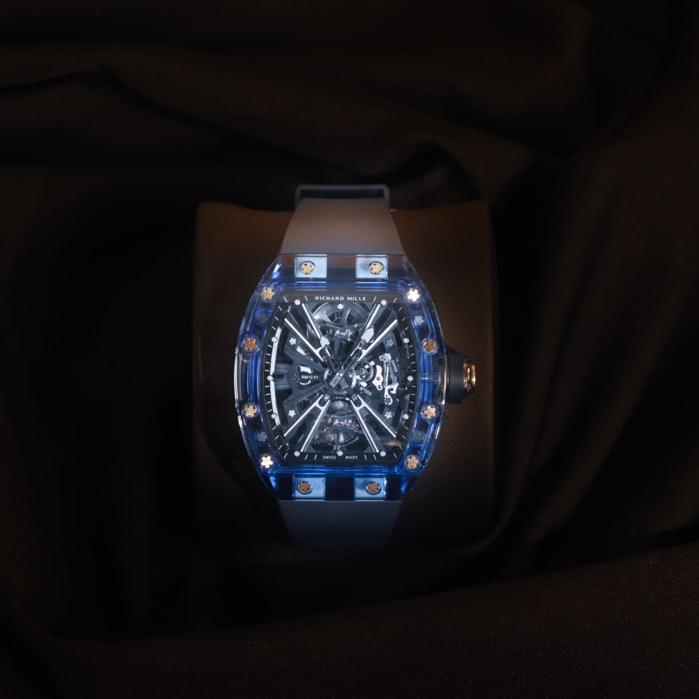 Richard Mille RM 012-01 Sapphire Blue Tourbillion Automatic Titanium Bracelet Transparent Dial Watch thumbnail 3