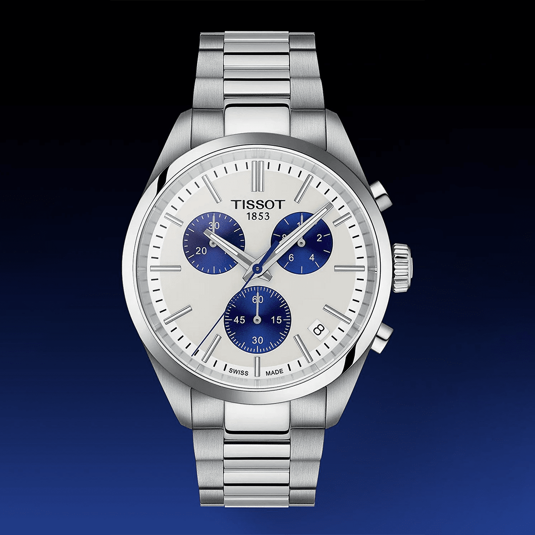 Tissot PR 100 Chronograph White Dial, Blue Sub-dials Watch T150.417.11.011.00 thumbnail 6