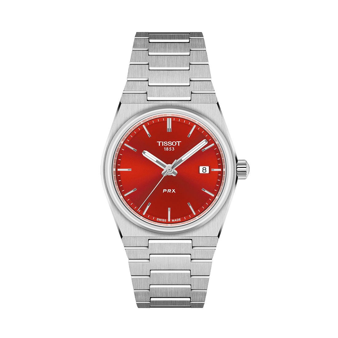 Tissot PRX Quartz Red Dial Stainless Steel Bracelet Watch T137.410.11.421.00
