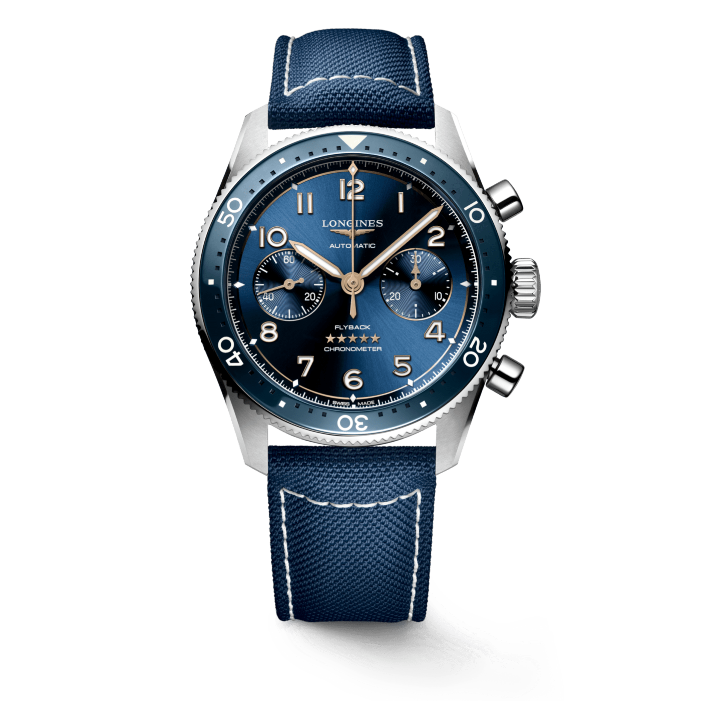 Longines Spirit Flyback 42 mm, Blue Dial, Blue Strap Automatic Watch, L3.821.4.93.2