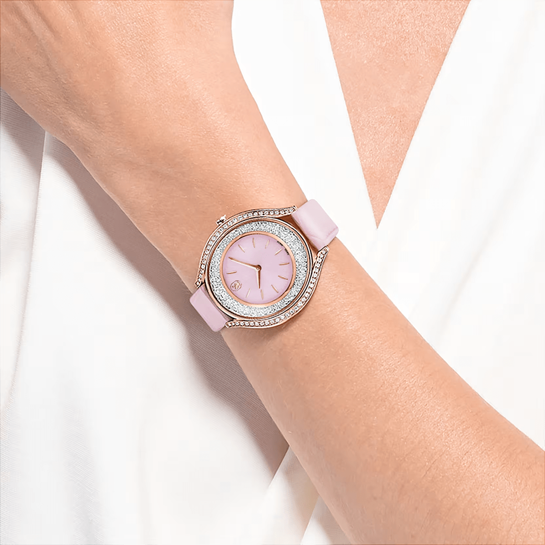 Swarovski Crystalline Aura Pink Leather Strap Watch 5730150 thumbnail 6