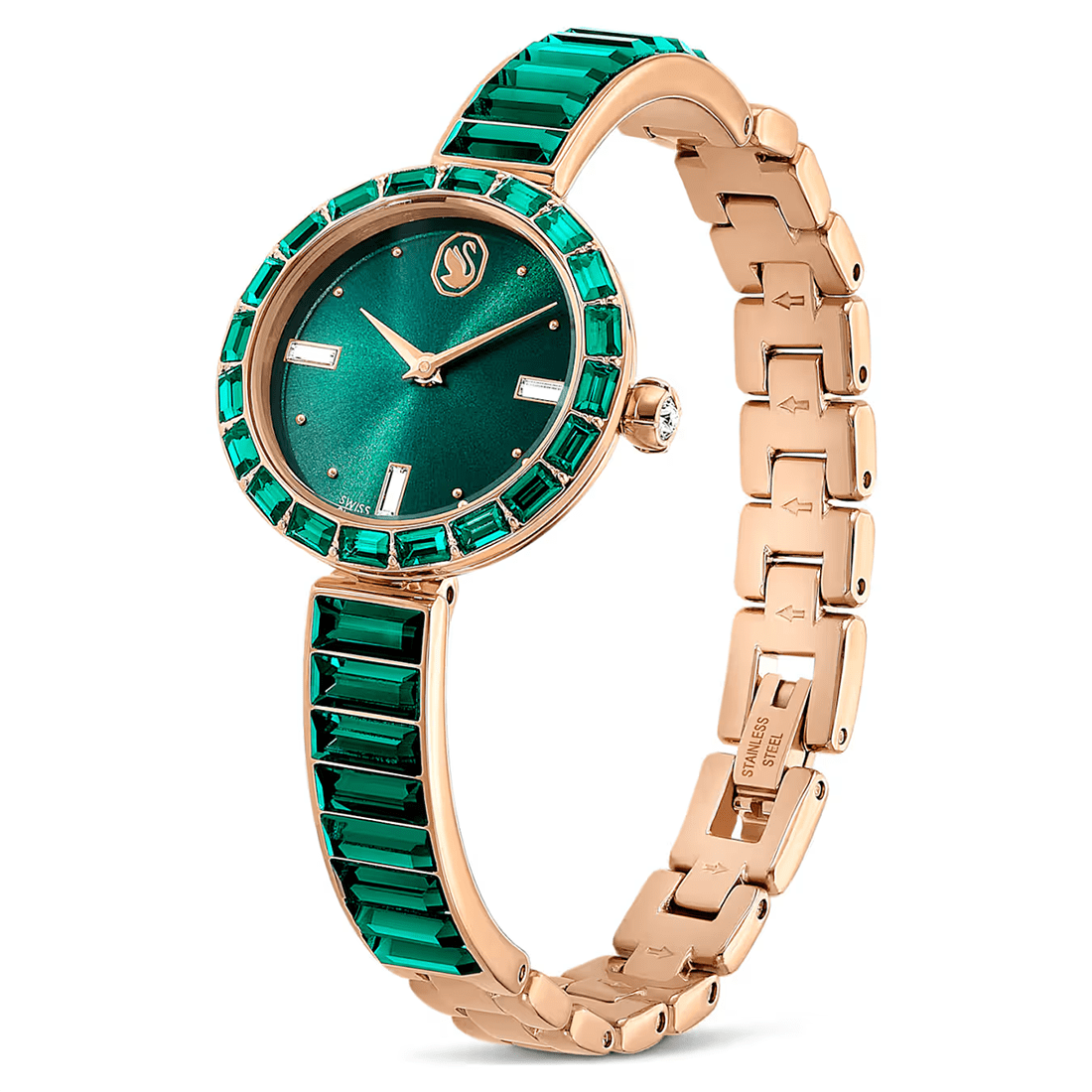 Swarovski Matrix Bangle Watch in Emerald Green & Rose Gold Watch 5679890 thumbnail 3