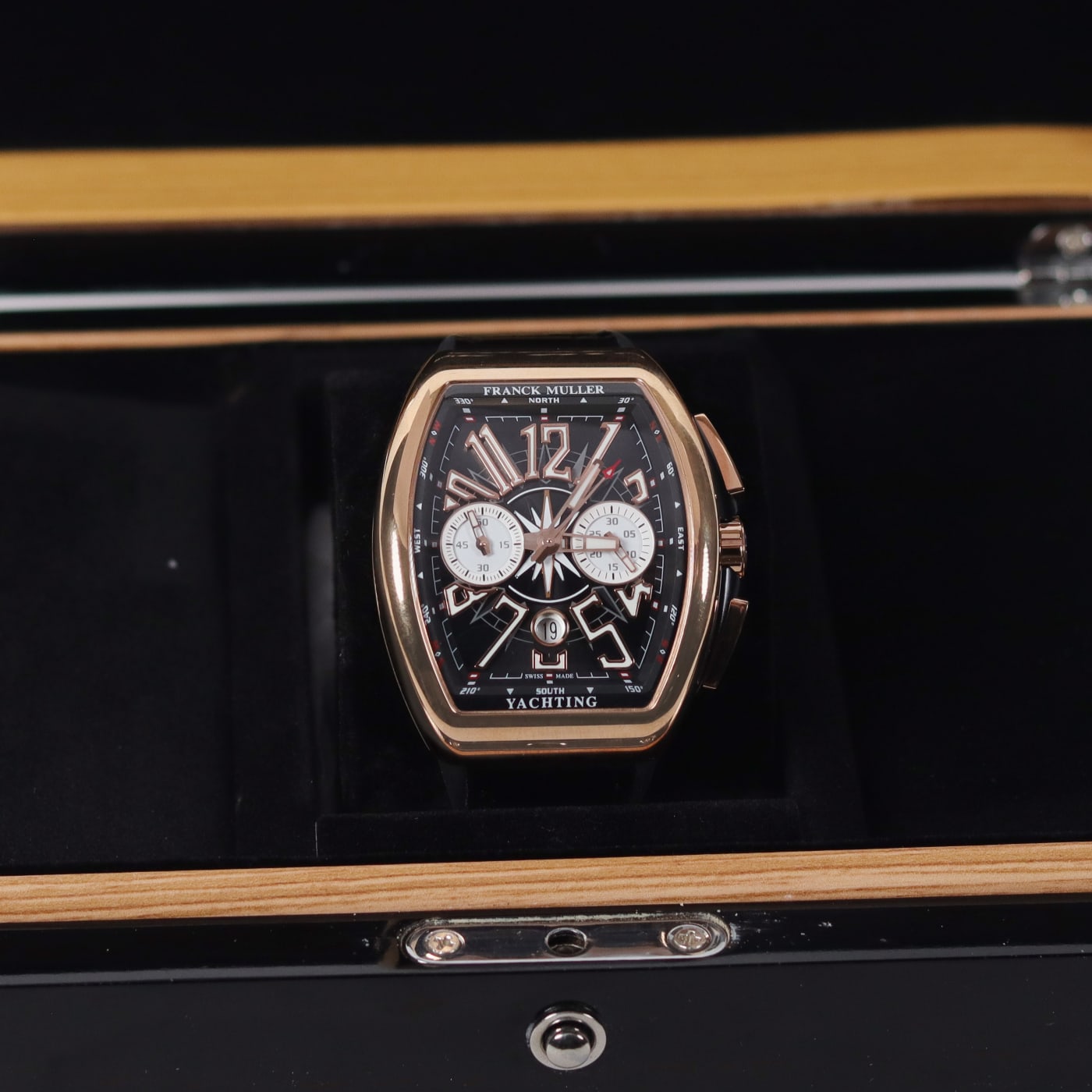 Franck Muller Vanguard Yachting Chronograph 18k Rose Gold Case Black Dial Watch V 45 CC DT YACHT (NR)-5N thumbnail 4