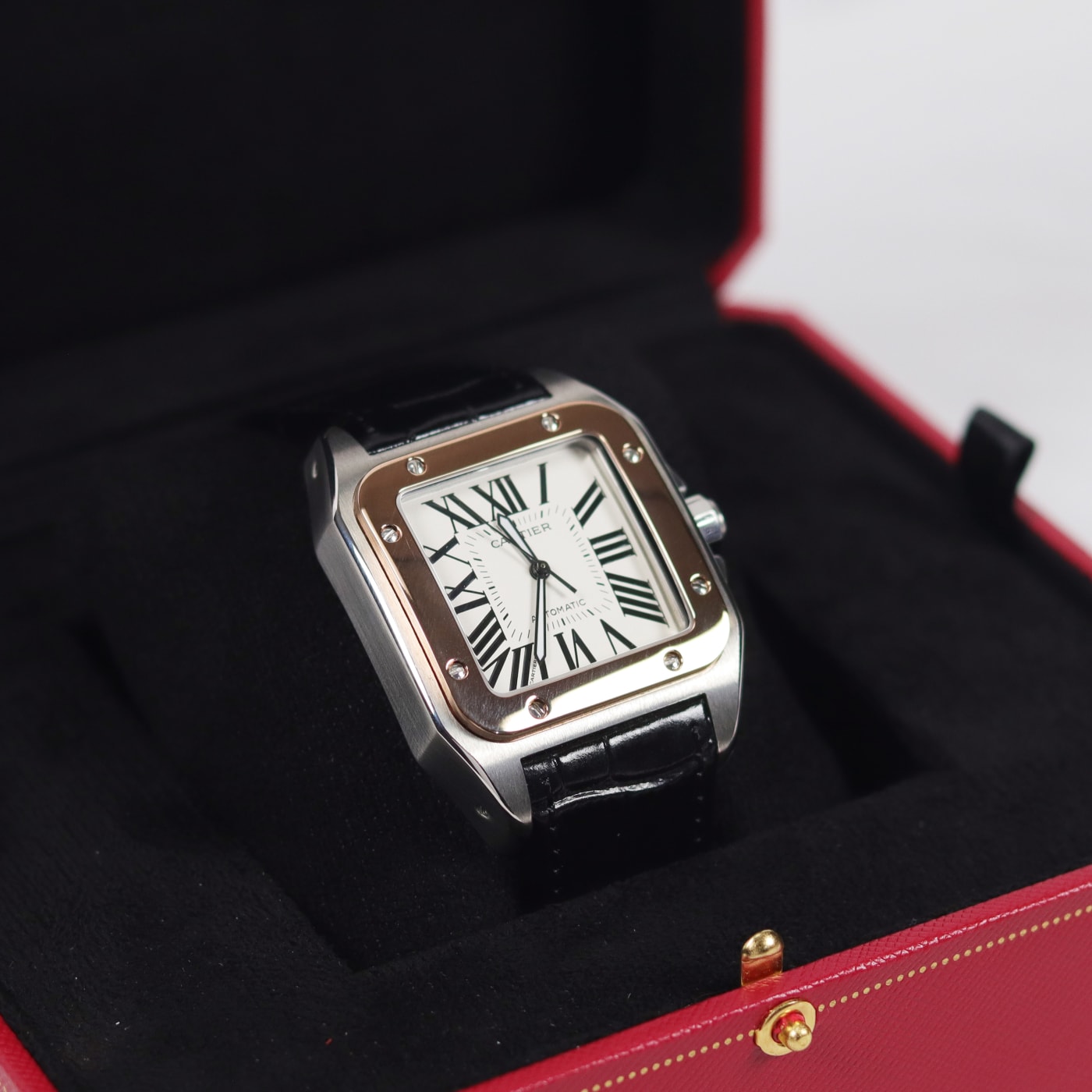 Cartier Santos 100 18k Rose Gold Automatic Watch W20107X7 thumbnail 6