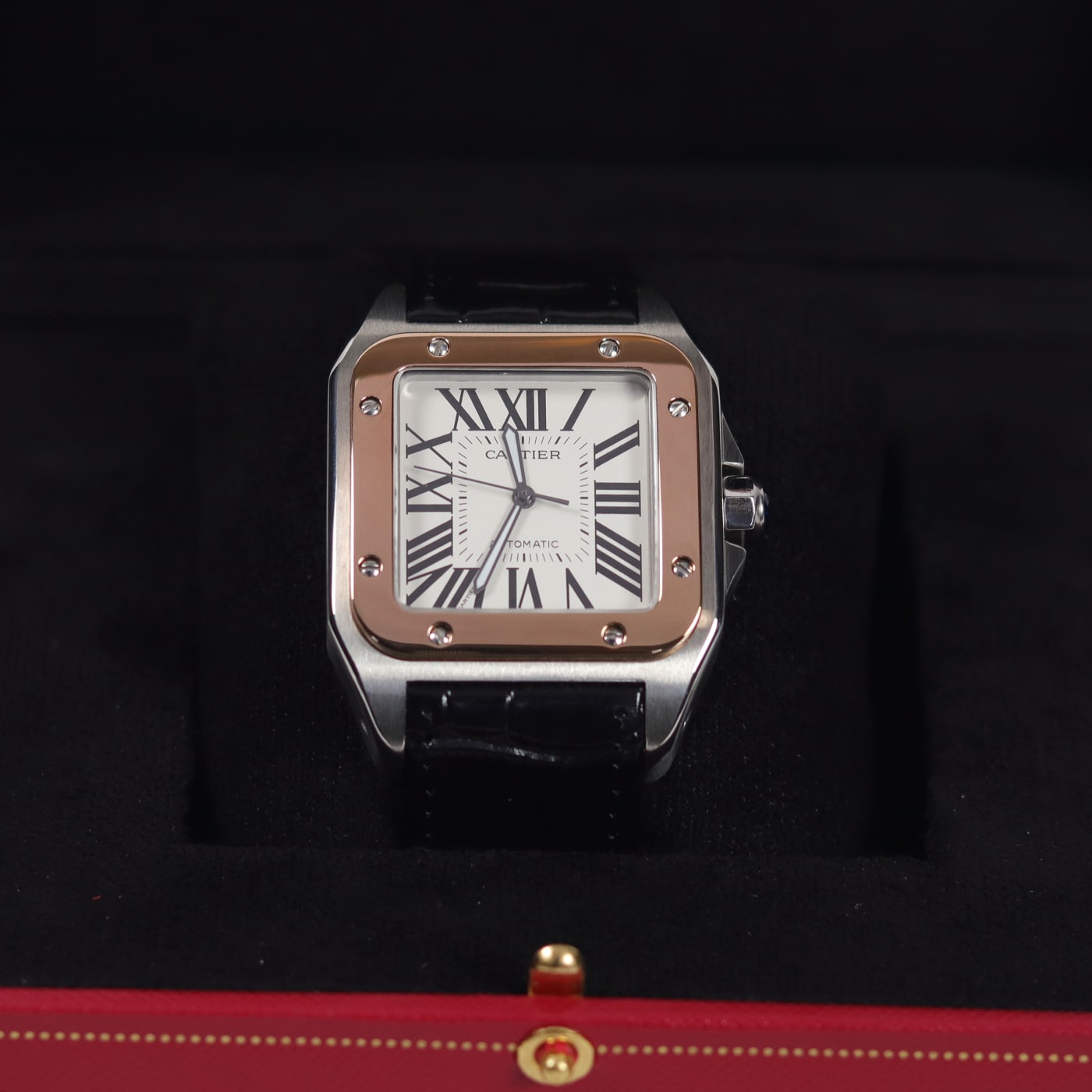 Cartier Santos 100 18k Rose Gold Automatic Watch W20107X7 thumbnail 5
