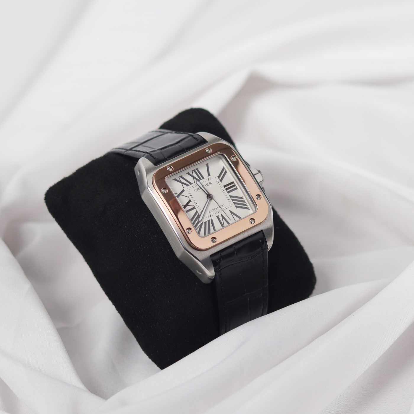 Cartier Santos 100 18k Rose Gold Automatic Watch W20107X7 thumbnail 3