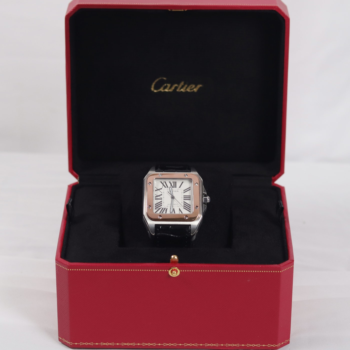 Cartier Santos 100 18k Rose Gold Automatic Watch W20107X7 thumbnail 7