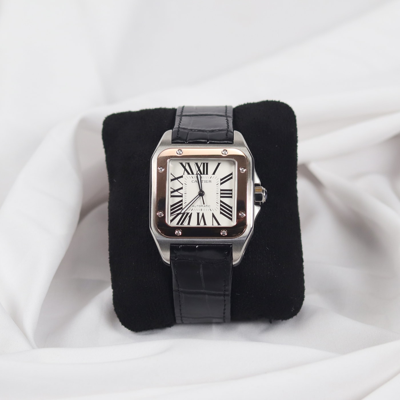 Cartier Santos 100 18k Rose Gold Automatic Watch W20107X7 thumbnail 2