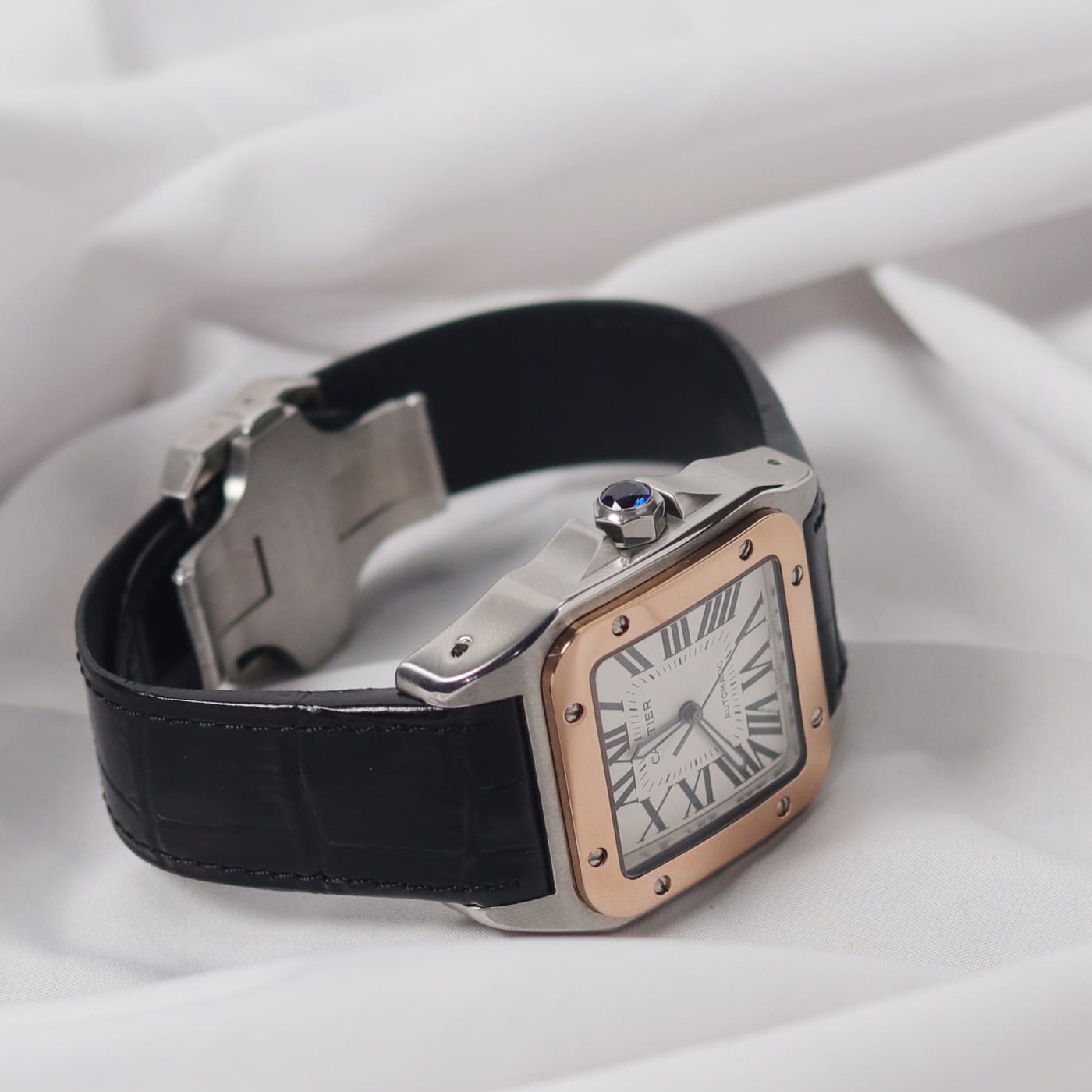 Cartier Santos 100 18k Rose Gold Automatic Watch W20107X7 thumbnail 4