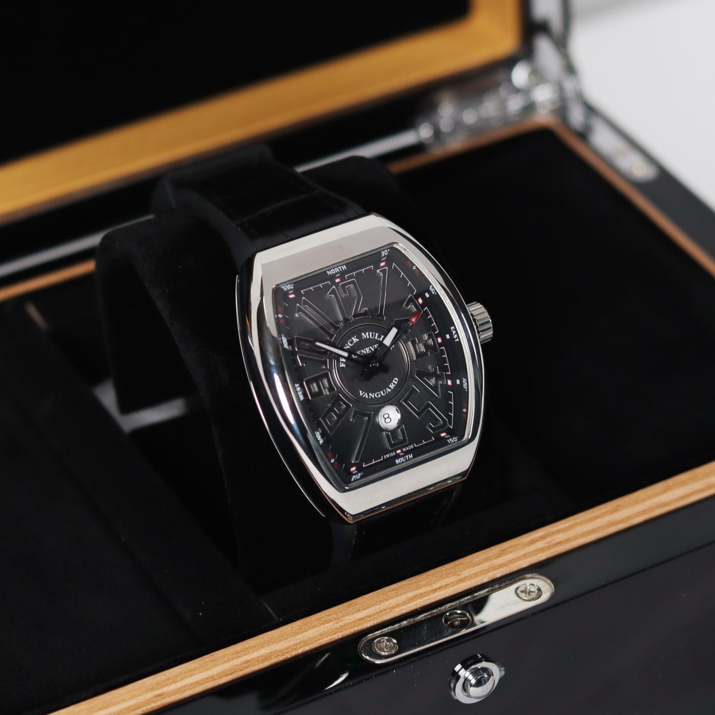 Franck Muller Vanguard Mens 18K White-Gold Case Rubber Strap Swiss Watch V 45 SC DT AC NR AC thumbnail 5