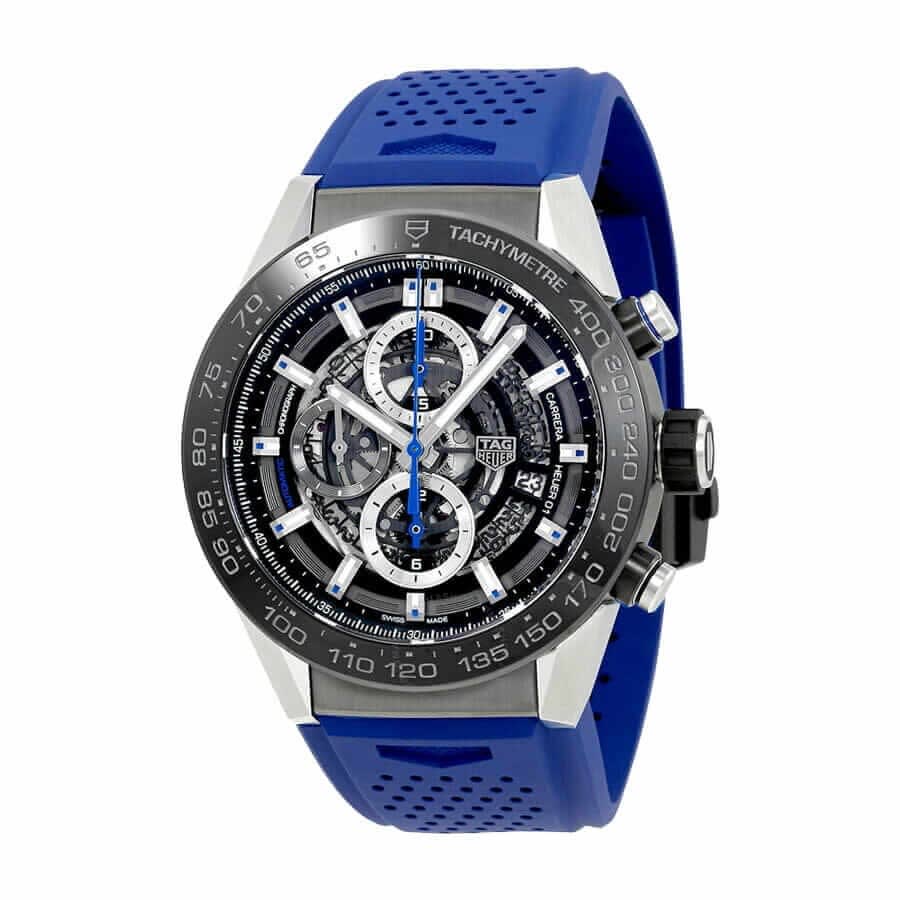 TAG Heuer Carrera Calibre Heuer 01 Chronograph, Blue Rubber Strap Watch CAR2A1T.FT6052 thumbnail 3