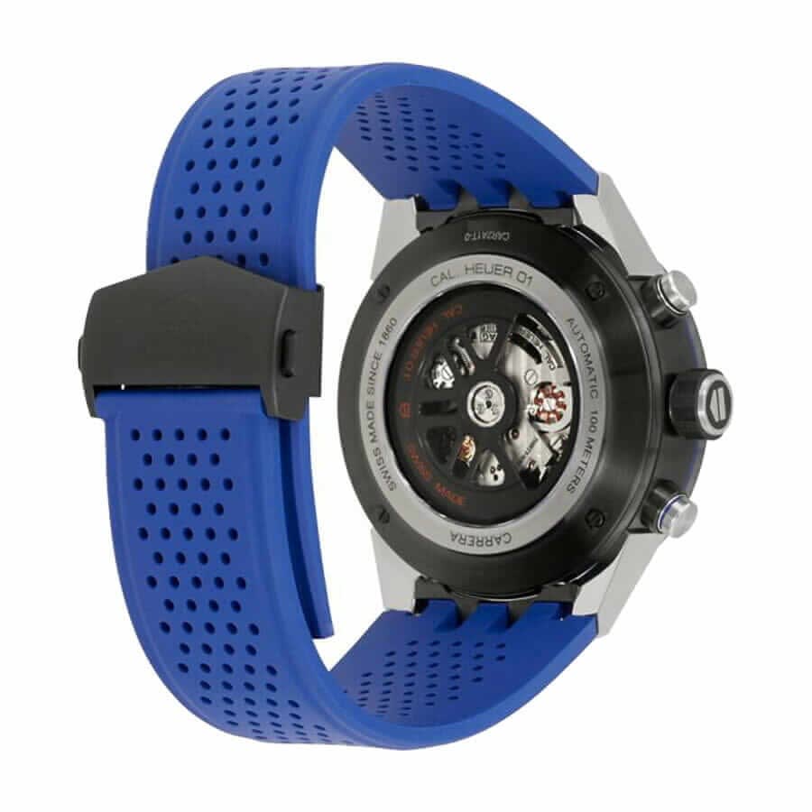 TAG Heuer Carrera Calibre Heuer 01 Chronograph, Blue Rubber Strap Watch CAR2A1T.FT6052 thumbnail 4