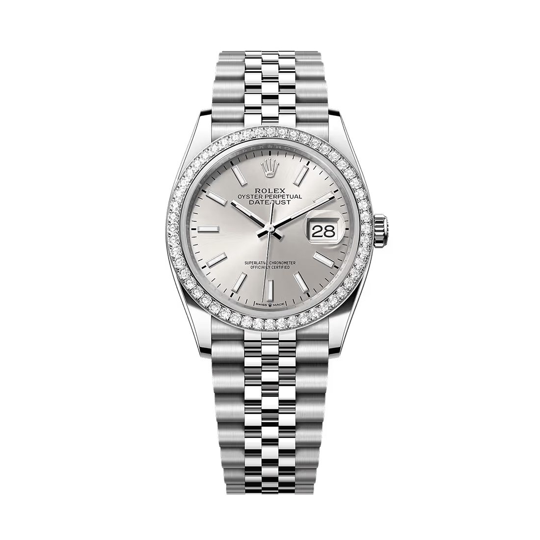 Rolex Datejust 36 Oyster, Oystersteel and White Gold Diamond Watch 126284RBR