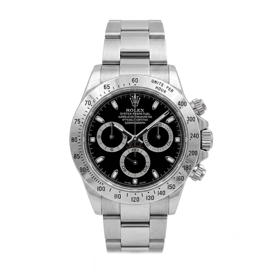 Rolex Cosmograph Daytona Stainless Steel Black Dial Watch 116520
