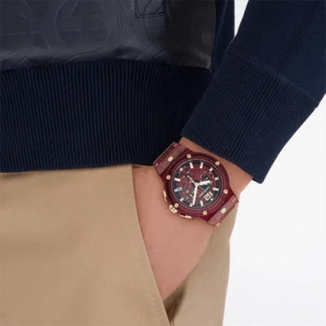 Ferragamo F-80 Translucent Chronograph Burgundy Dial Watch SF5T00225 / 790102 thumbnail 4