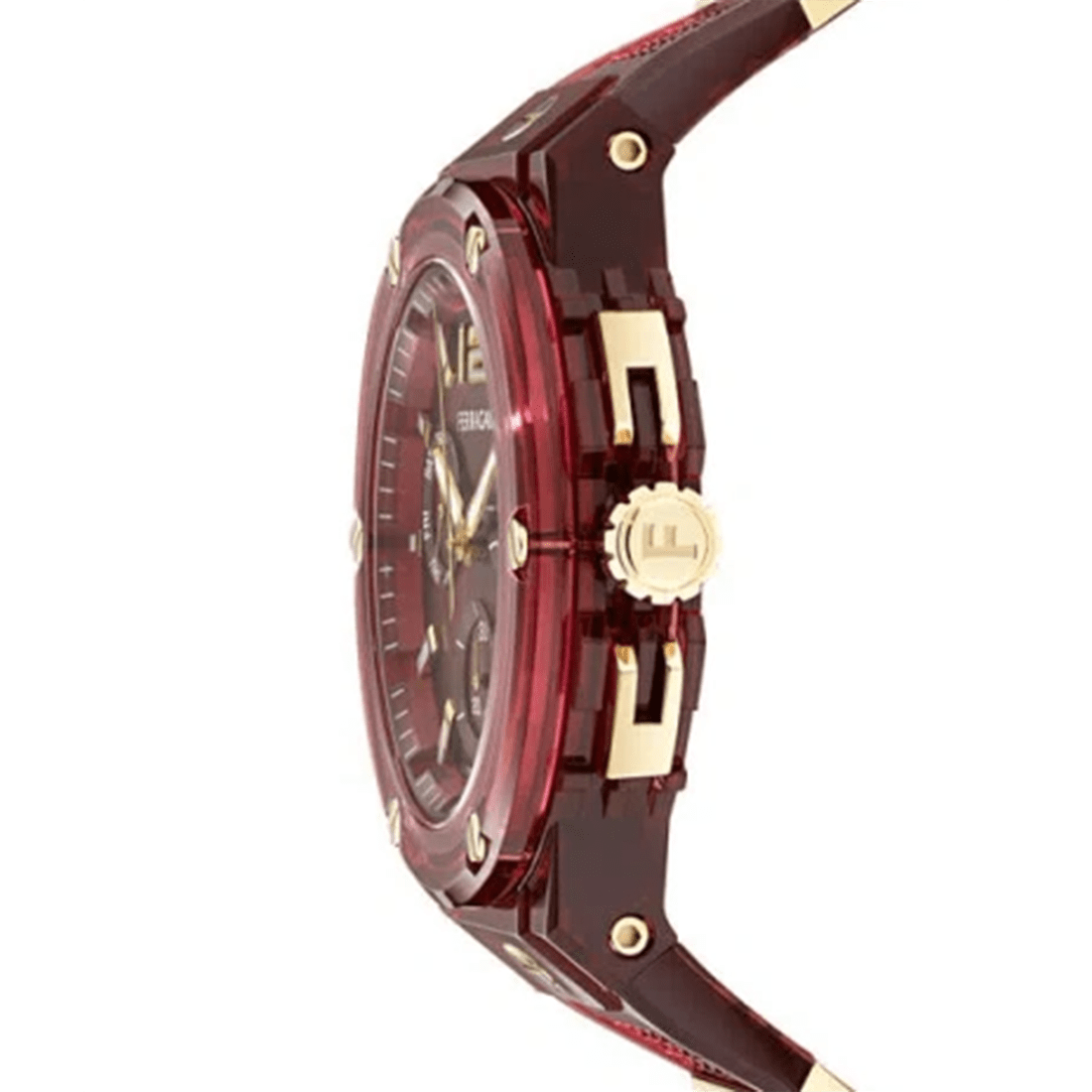 Ferragamo F-80 Translucent Chronograph Burgundy Dial Watch SF5T00225 / 790102 thumbnail 3