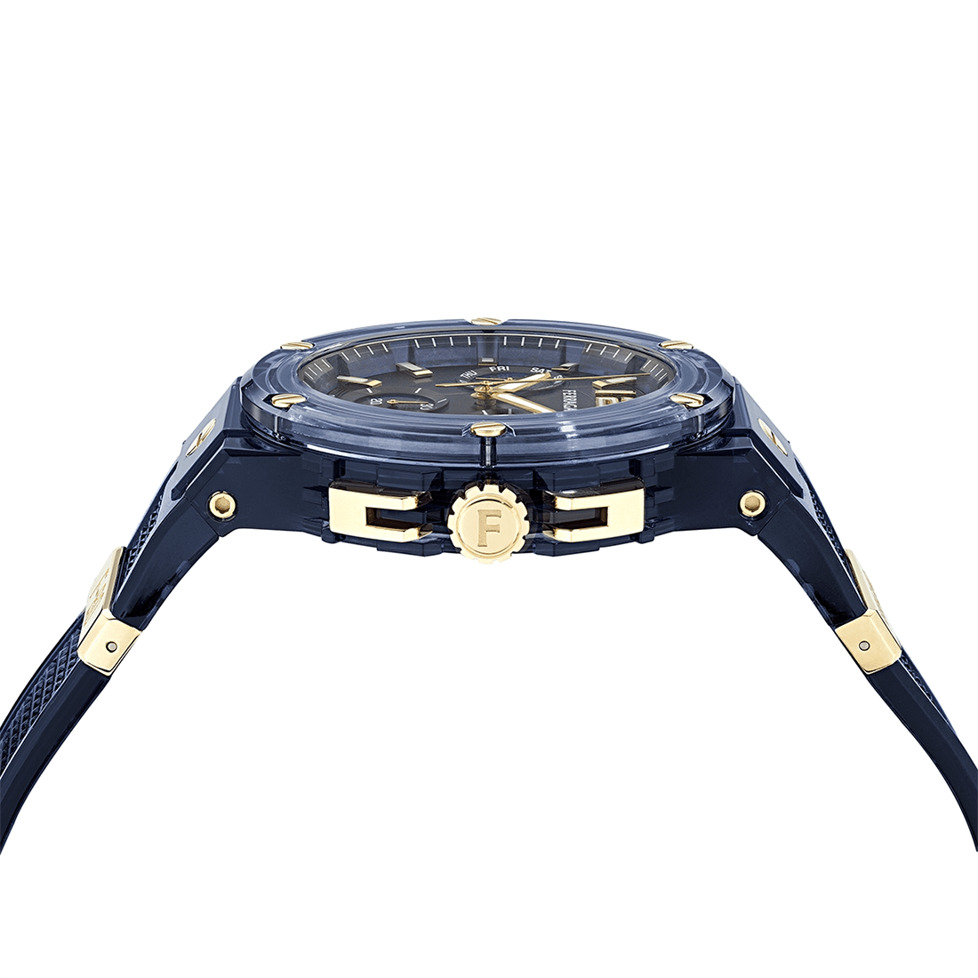 Ferragamo F-80 Translucent Chronograph Blue Dial Watch SF5T00325 thumbnail 3