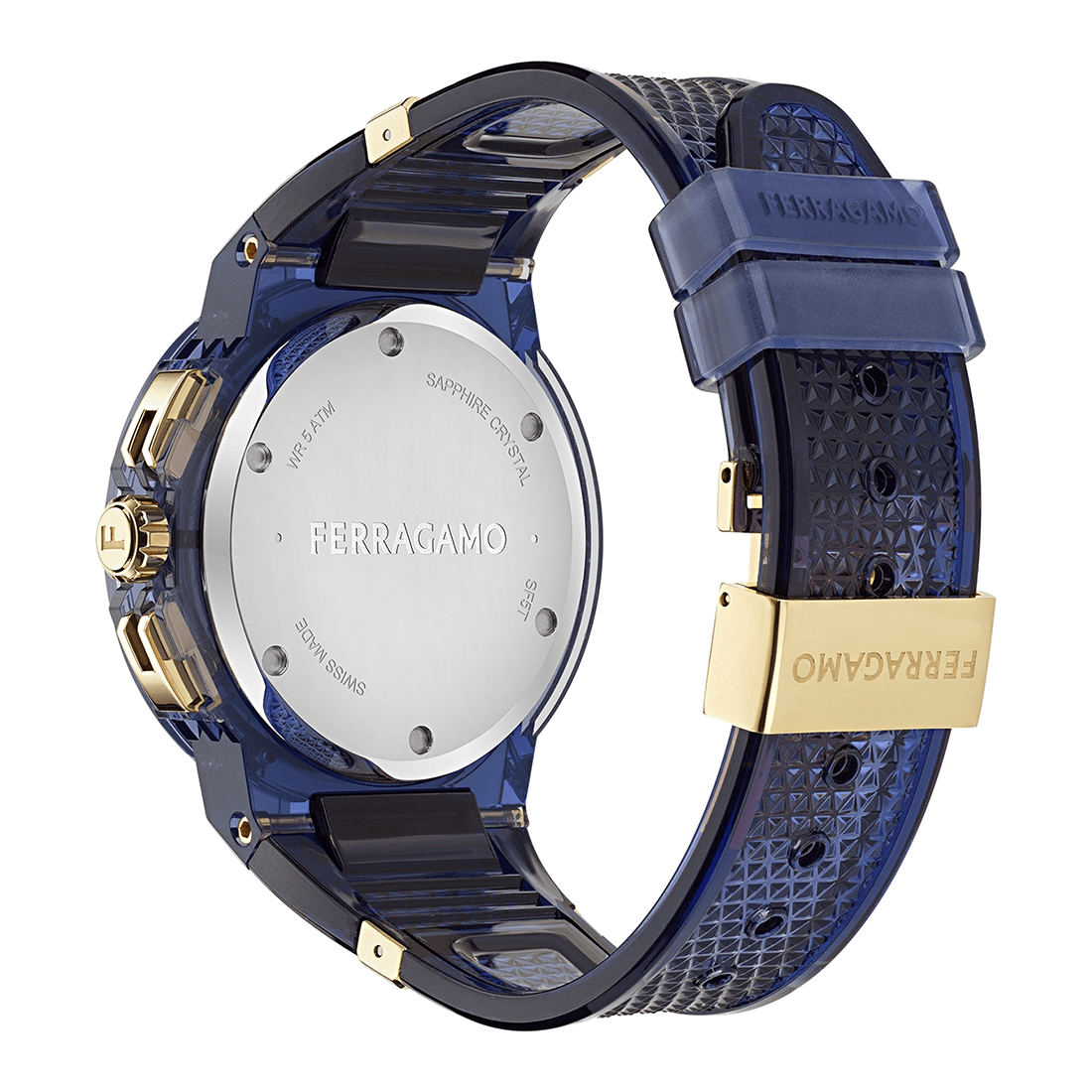 Ferragamo F-80 Translucent Chronograph Blue Dial Watch SF5T00325 thumbnail 2