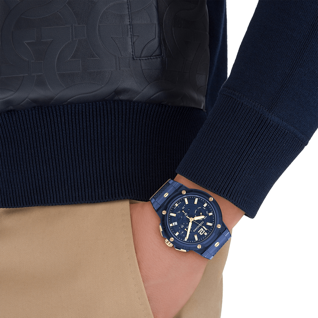 Ferragamo F-80 Translucent Chronograph Blue Dial Watch SF5T00325 thumbnail 4