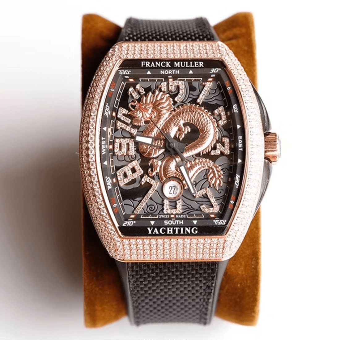 Franck Muller Vanguard Yachting Dragon Black Dial with Custom Diamond Bezel in Rose Gold V45YT thumbnail 3