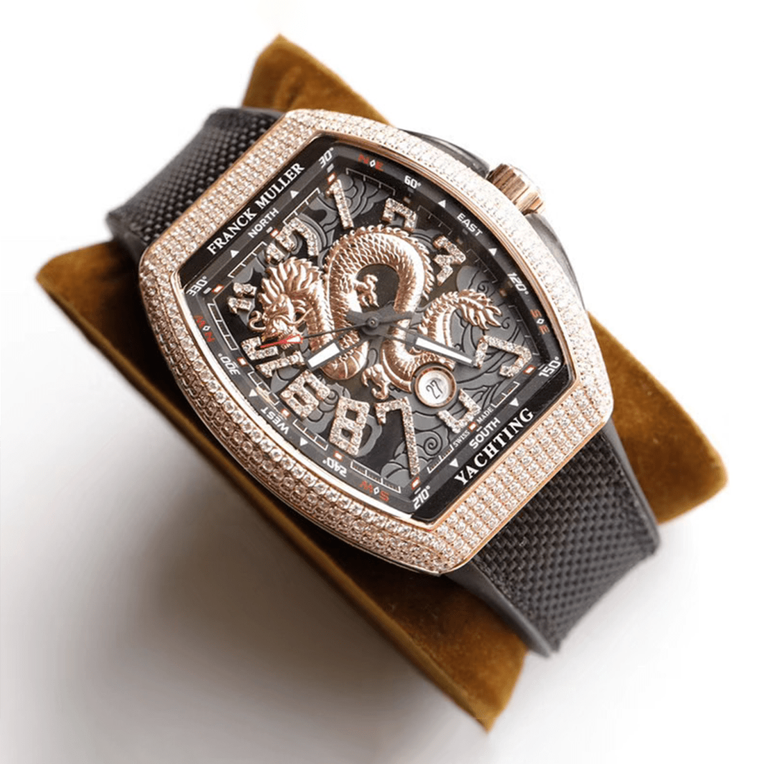 Franck Muller Vanguard Yachting Dragon Black Dial with Custom Diamond Bezel in Rose Gold V45YT thumbnail 4
