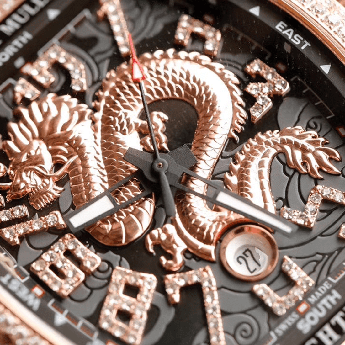 Franck Muller Vanguard Yachting Dragon Black Dial with Custom Diamond Bezel in Rose Gold V45YT thumbnail 2