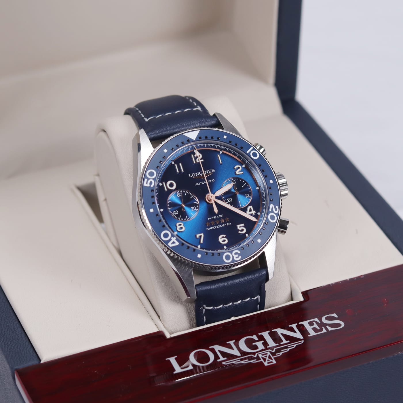 Longines Spirit Flyback 42 mm, Blue Dial, Blue Strap Automatic Watch, L3.821.4.93.2 thumbnail 4