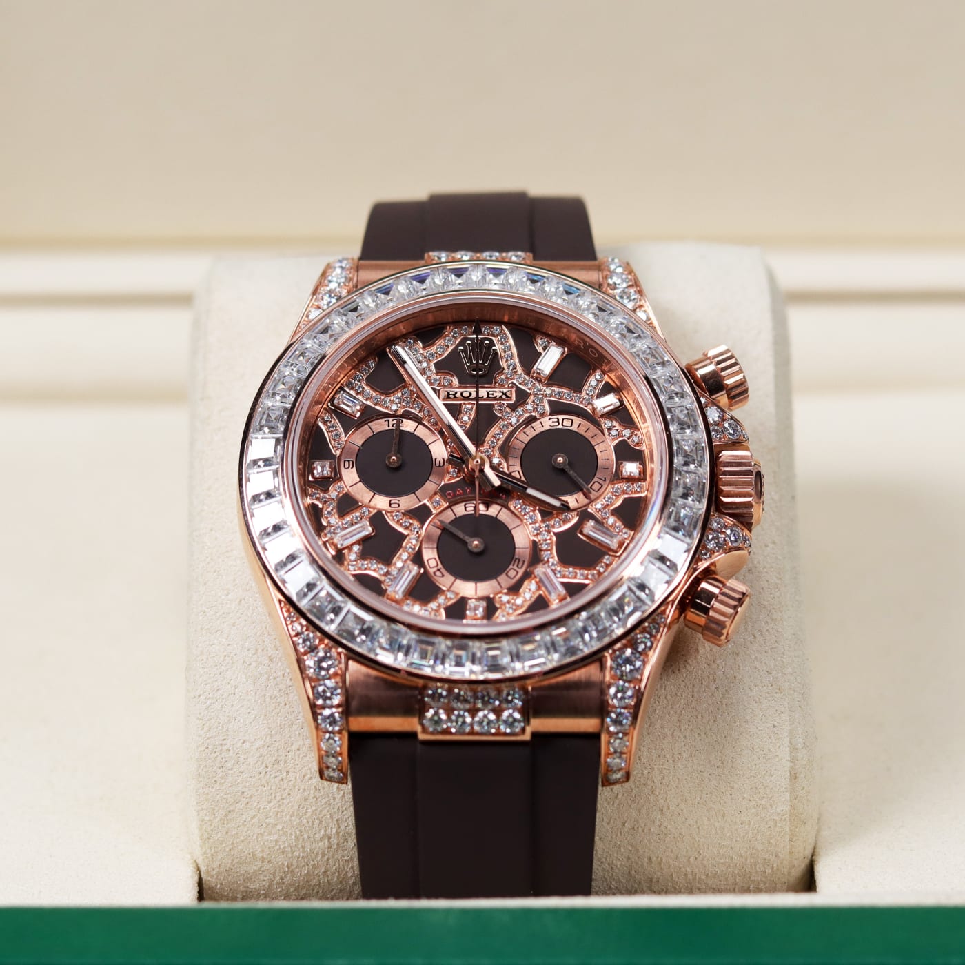 Rolex Daytona 'Giraffe' 126555TBR Rose Gold Chestnut Brown Diamond Dial Watch thumbnail 3