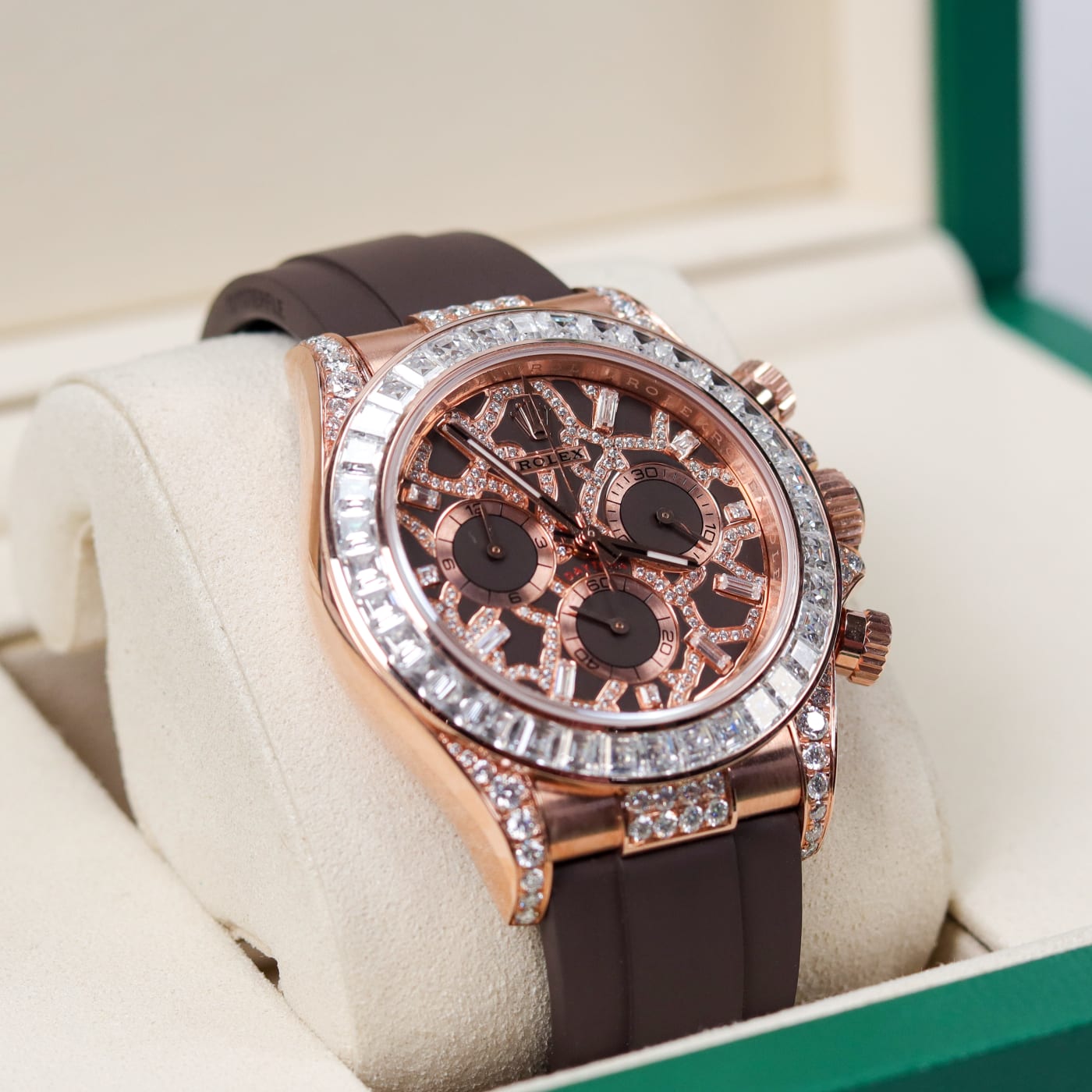 Rolex Daytona 'Giraffe' 126555TBR Rose Gold Chestnut Brown Diamond Dial Watch thumbnail 4