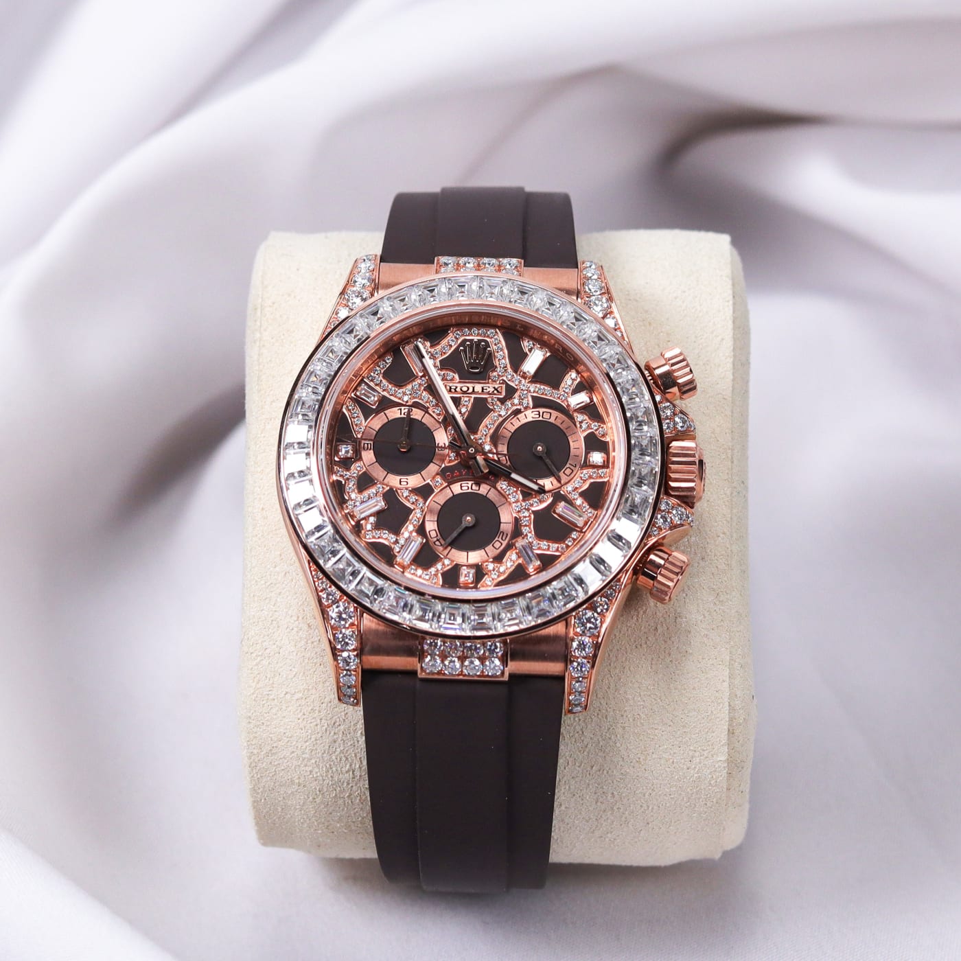 Rolex Daytona 'Giraffe' 126555TBR Rose Gold Chestnut Brown Diamond Dial Watch thumbnail 5