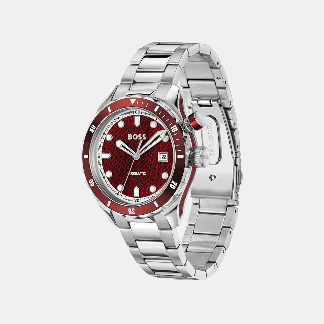 Boss Bossmatic Men Automatic Red Dial Analog Stainless Steel Watch 1514179 thumbnail 2