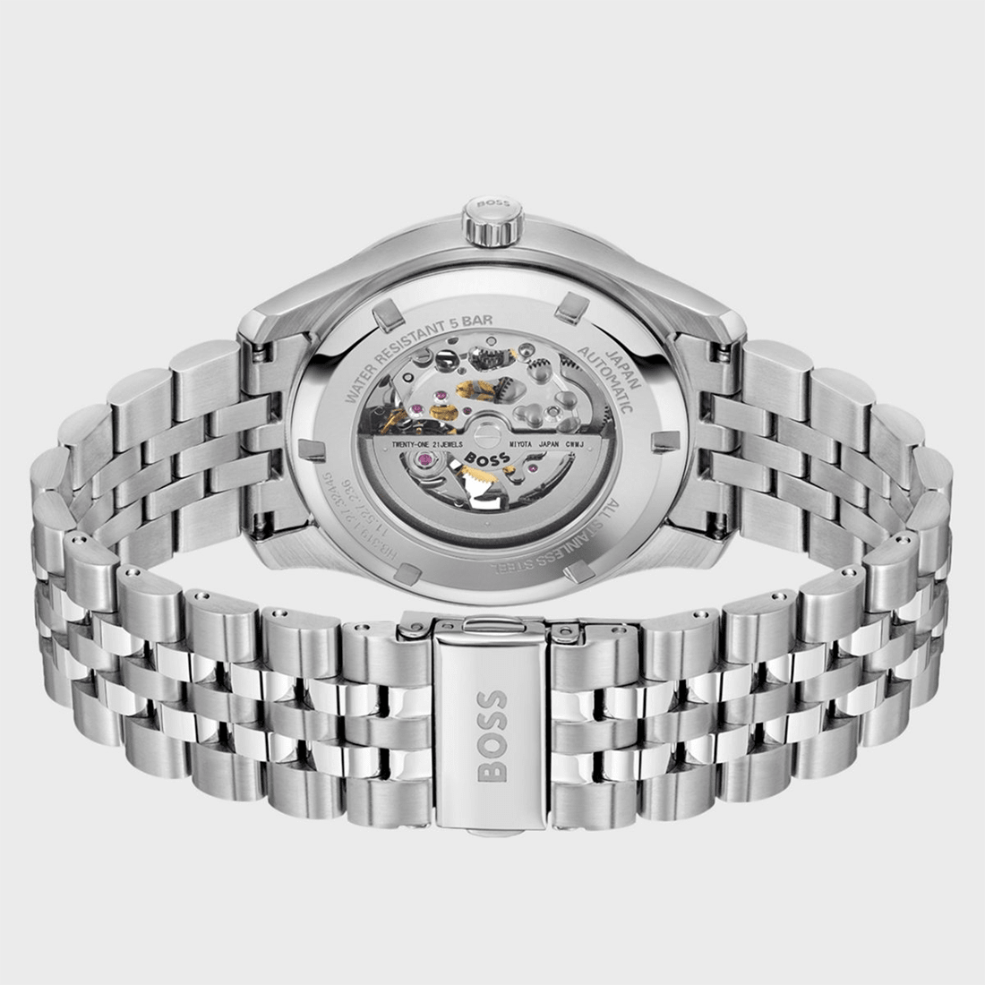 Boss Principle Skeleton Men Automatic Green Dial Analog Stainless Steel Watch 1514236 thumbnail 3