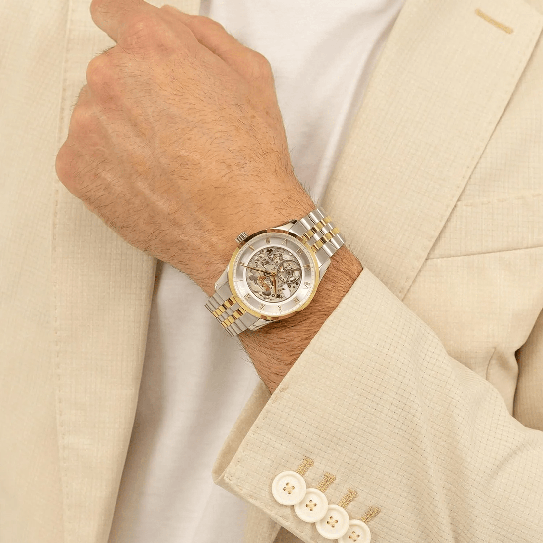 Boss Principle Skeleton Men Automatic Silver Dial Analog Stainless Steel Watch 1514237 thumbnail 4