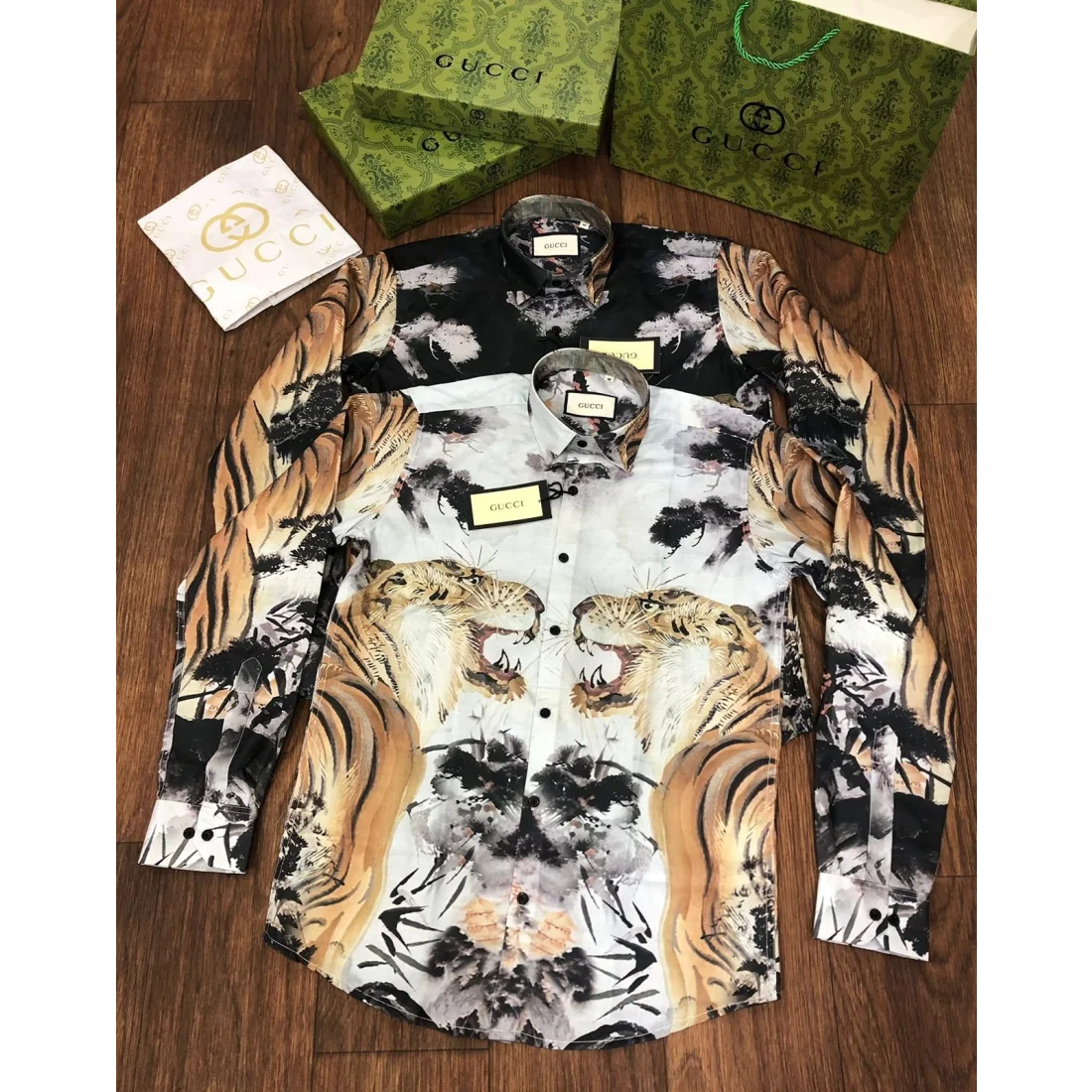 Gucci Tiger Printed White Premium Quality Shirt-2