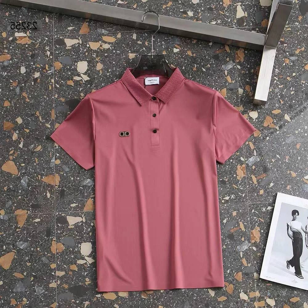 Ferragamo Pink Embossed Logo Premium Polo T-shirt-5