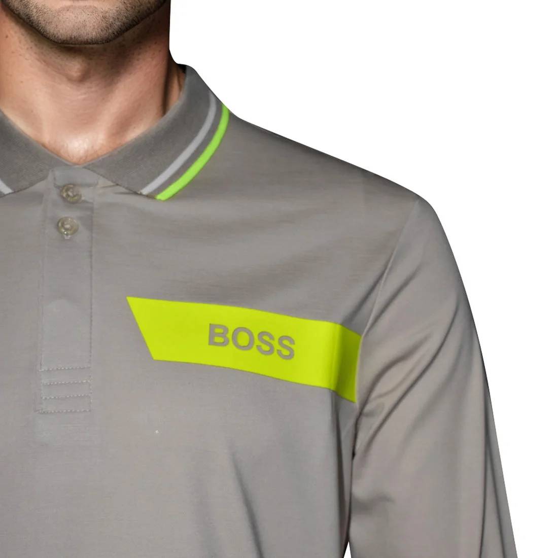 BOSS Cream Interlock Cotton Polo T-shirt with Stripe Logo-4