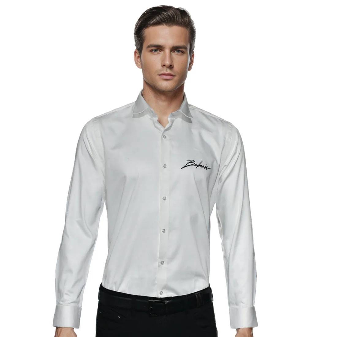 Balmain White Premium Quality Slim Fit Formal Men's Shirt-0