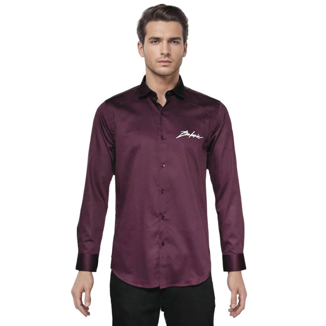 Balmain Wine Premium Quality Slim Fit Formal Men's Shirt-6