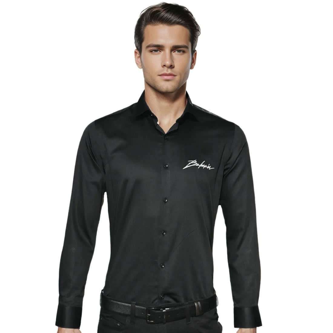 Balmain Black Premium Quality Slim Fit Formal Men's Shirt-0