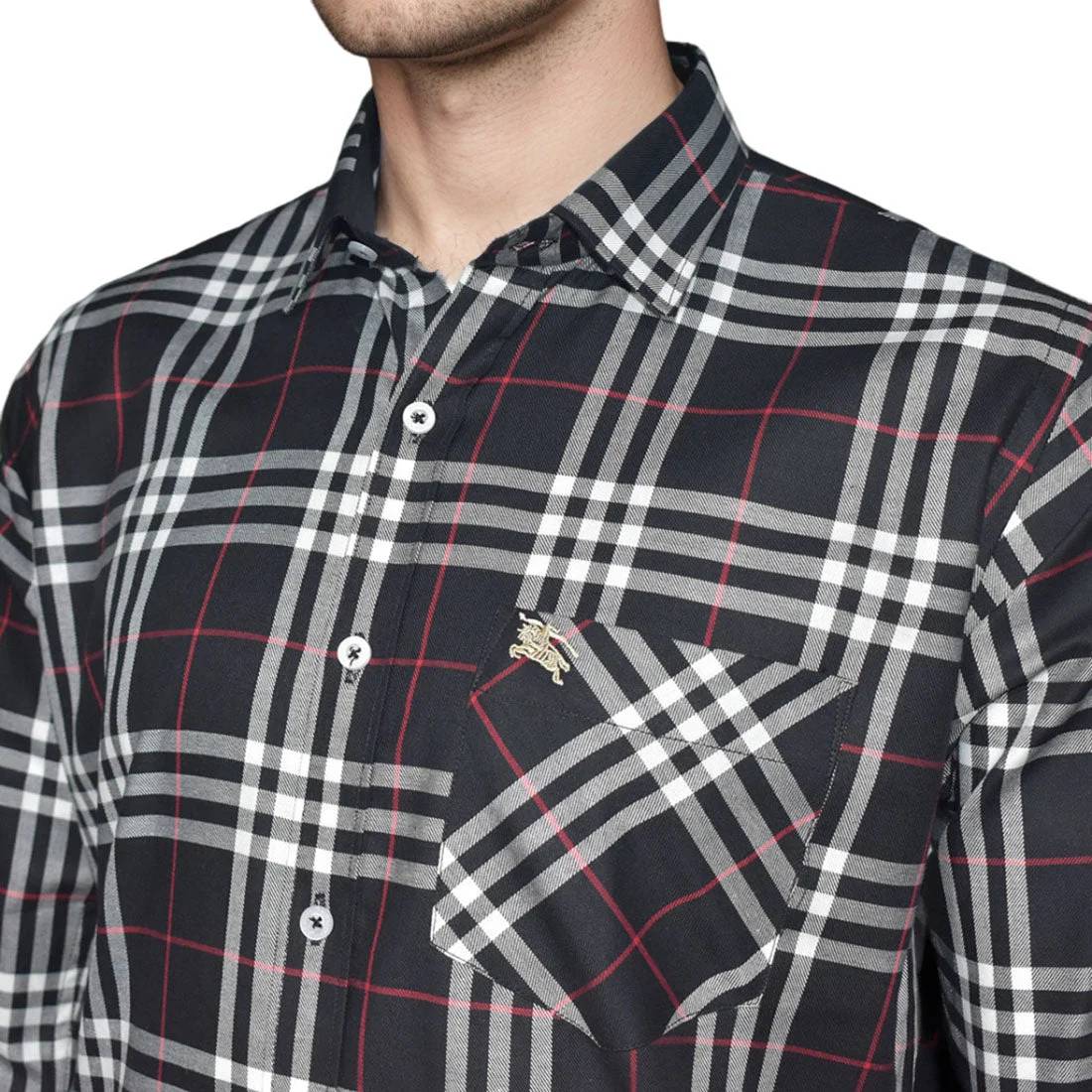 Burberry Black Premium Quality Men's Check Shirt-2