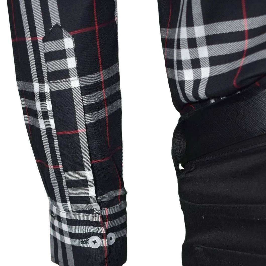 Burberry Black Premium Quality Men's Check Shirt-4