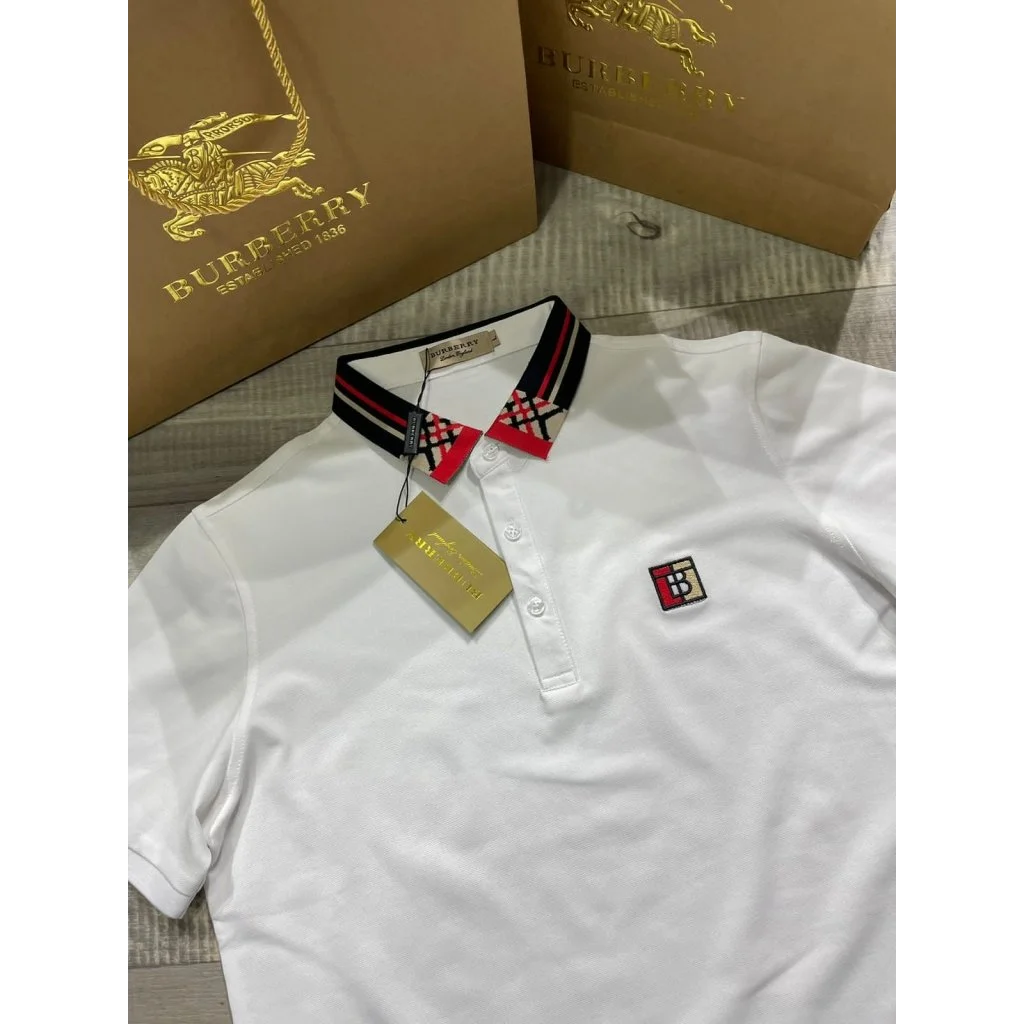 Burberry White Premium Quality Polo Tees-6