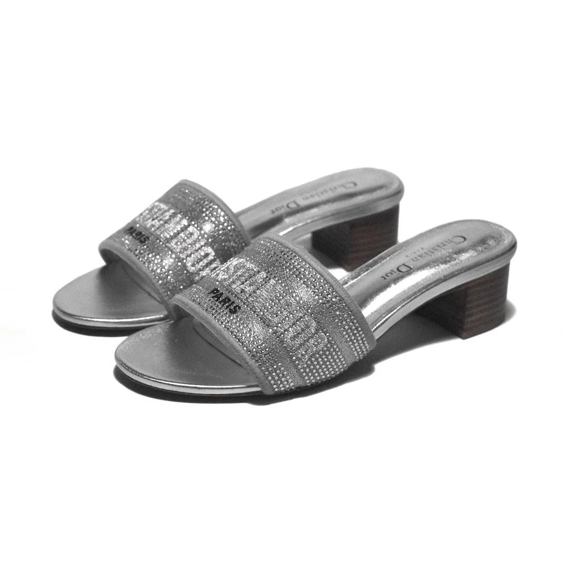 Christian Dior Silver Studded Premium Quality Heels Sandals-0