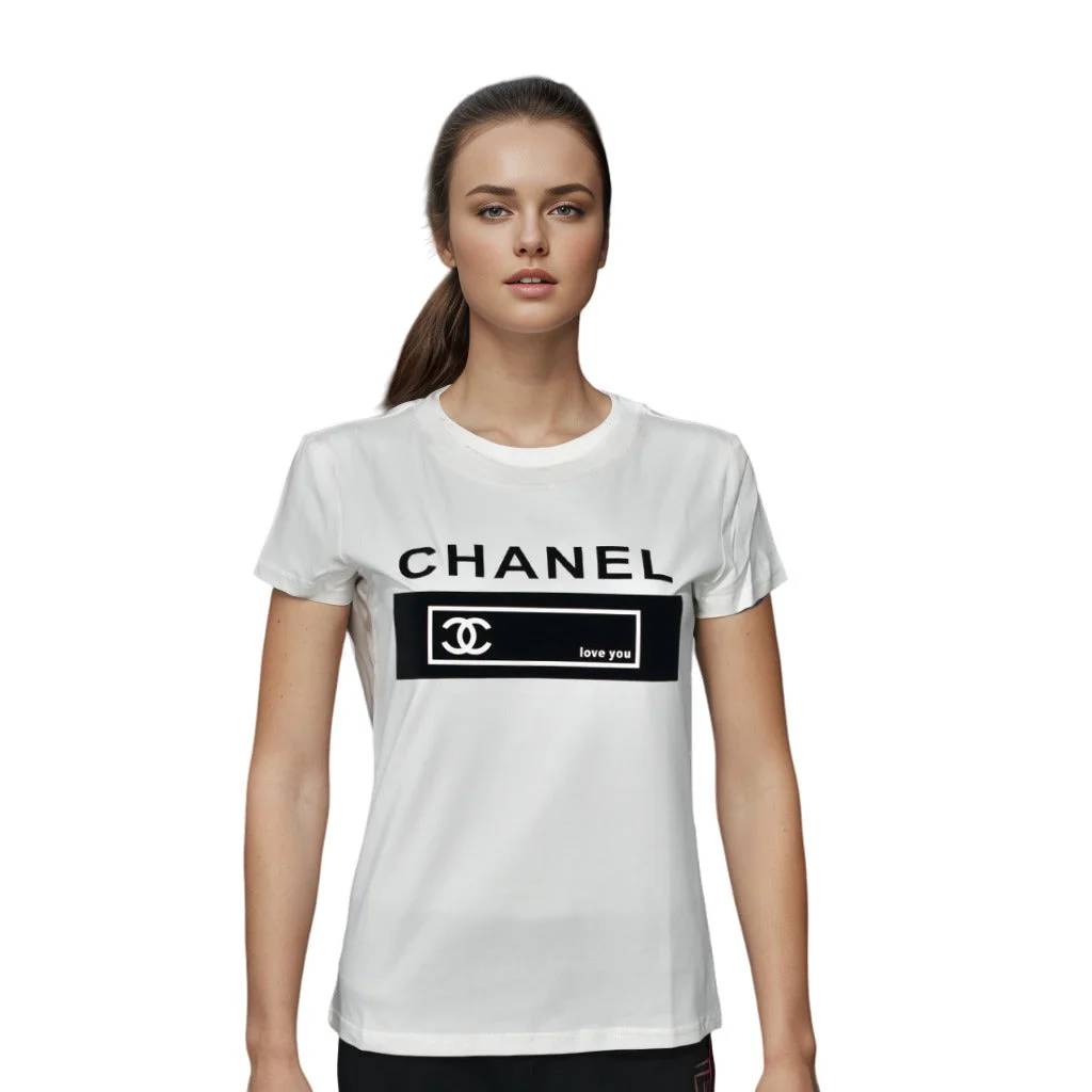 Chanel White Premium Quality Women T-shirt-0