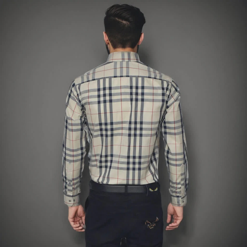 Burberry White Check Premium Quality Shirt-1