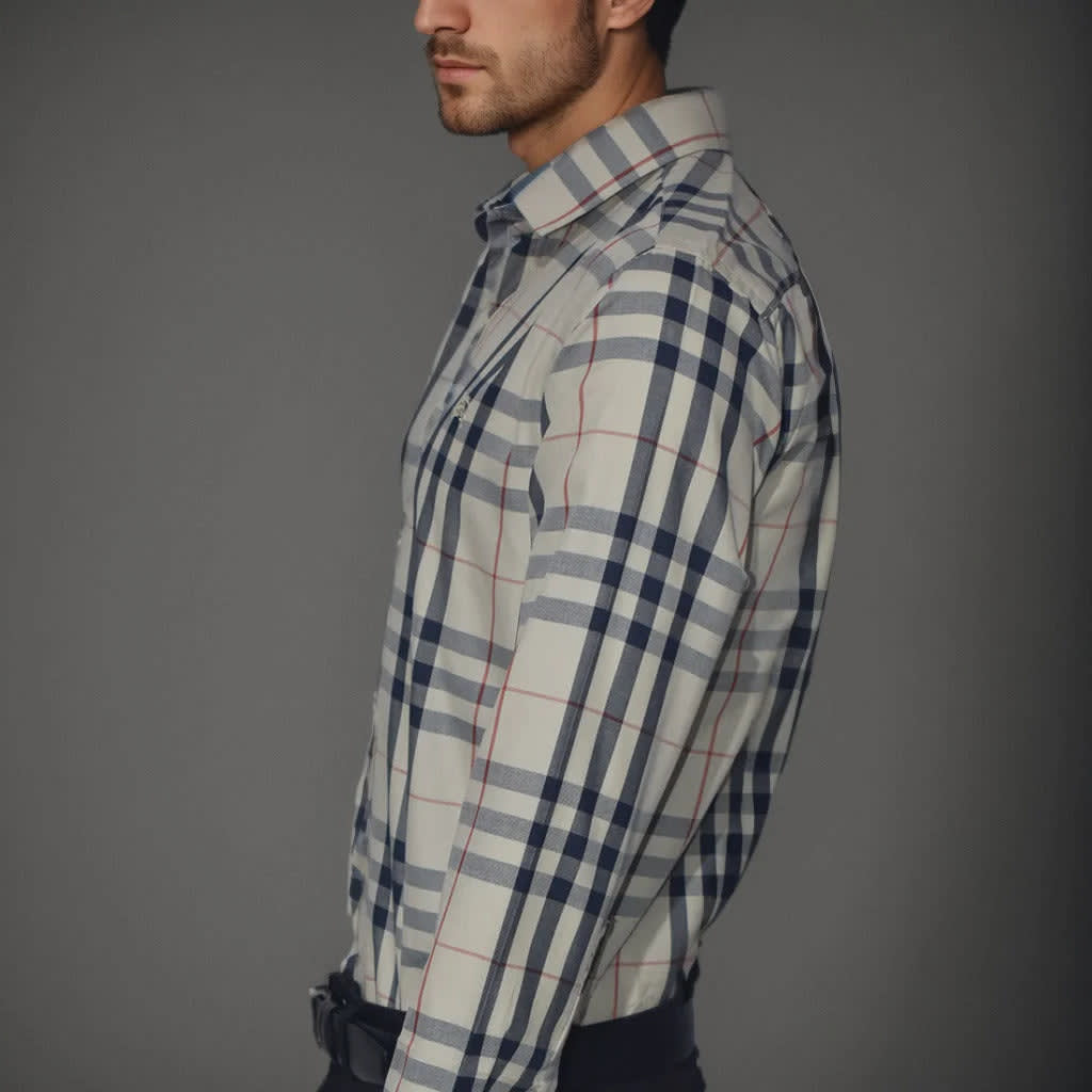 Burberry White Check Premium Quality Shirt-3