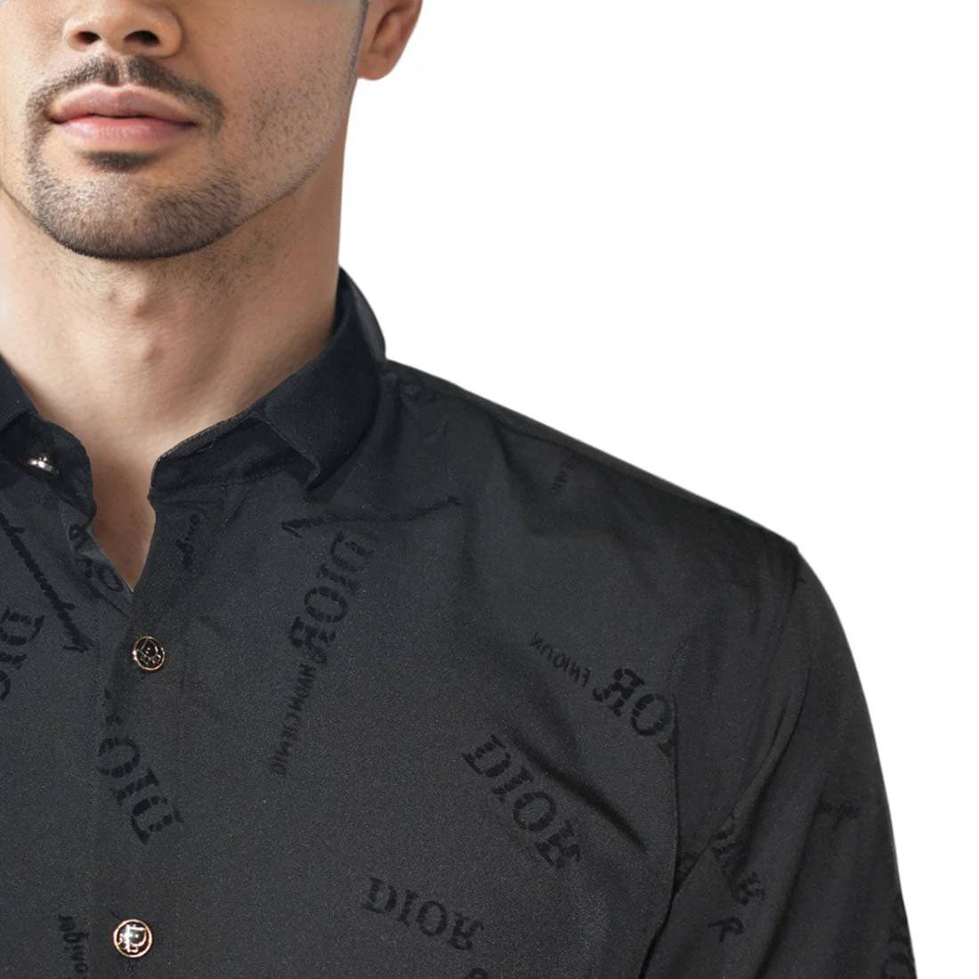 Dior Black Premium Quality Logo Printed Shirt-4